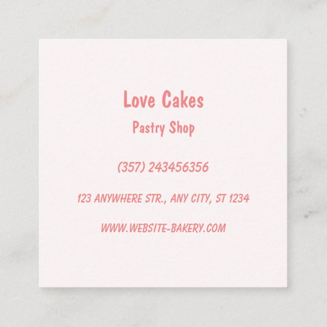 Love Cakes Floral Wedding Cake  Square Business Card (Back)
