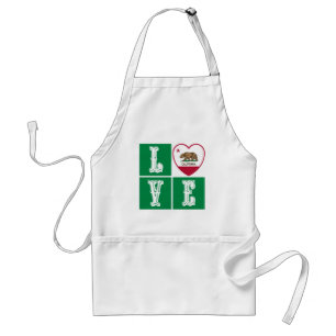 Love California Republic State Flag Heart Pride Standard Apron