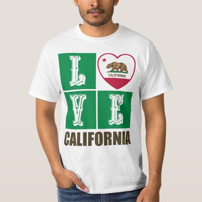 Love California Republic State Flag Heart Pride T-Shirt (Front)