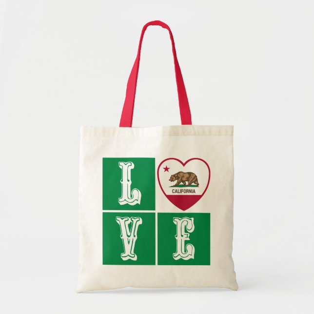 Love California Republic State Flag Heart Pride Tote Bag (Front)