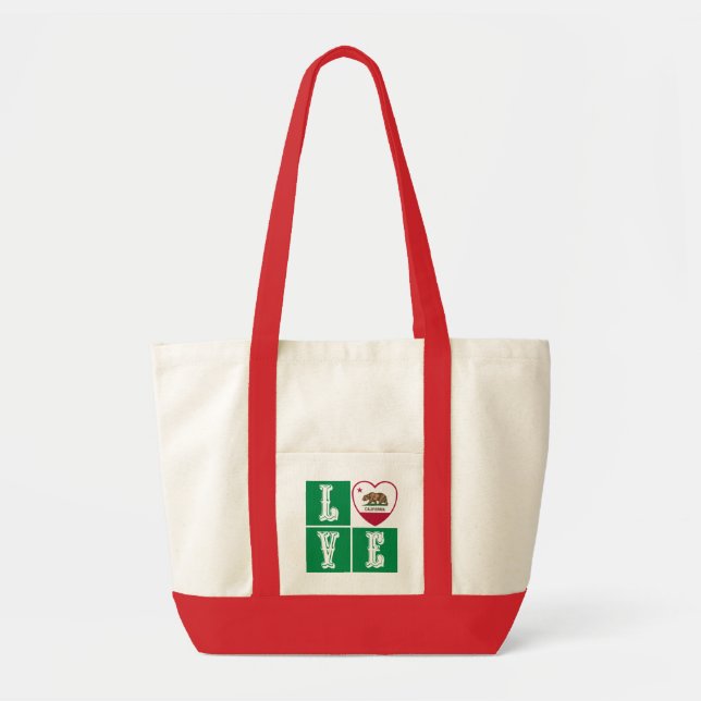 Love California Republic State Flag Heart Pride Tote Bag (Front)