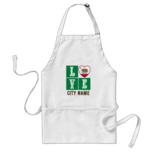 Love California State Flag Heart Your City Custom Standard Apron