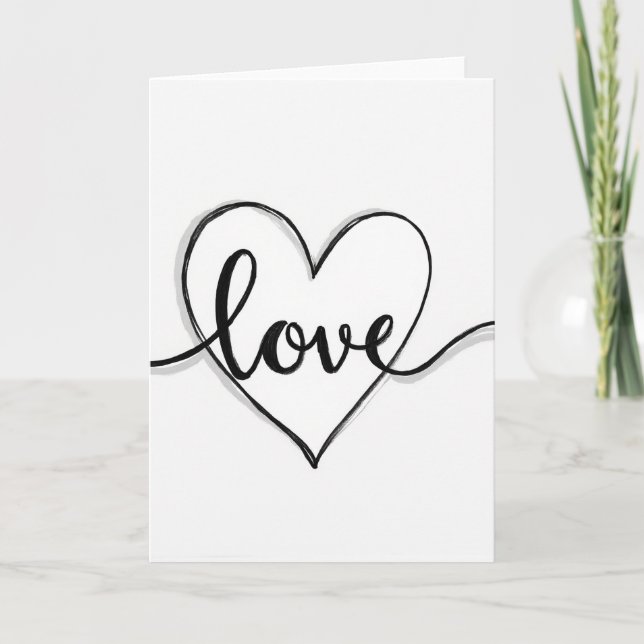 Love Calligraphy Heart Card (Front)