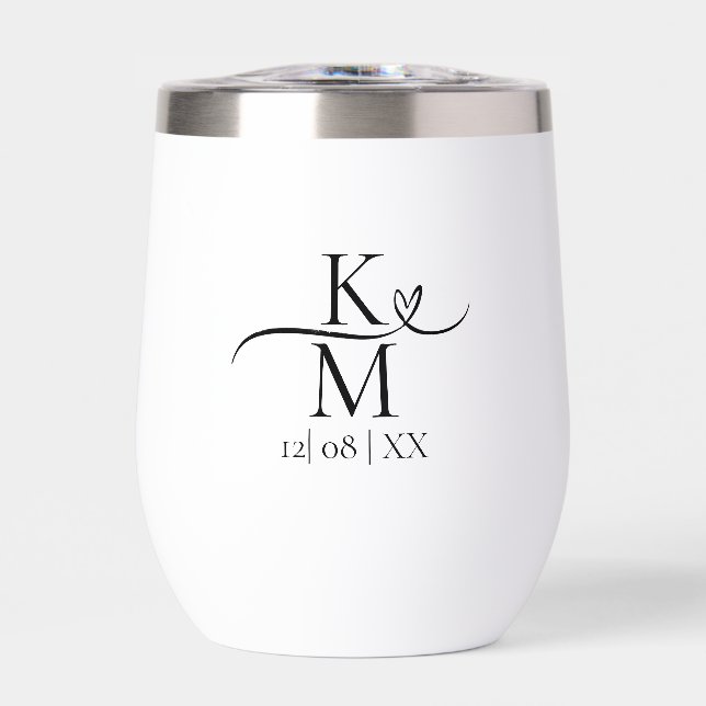 Love Calligraphy Initials Heart Black B&W ID940 (Front)