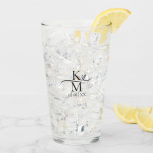 Love Calligraphy Initials Heart Black B&W ID940 Glass