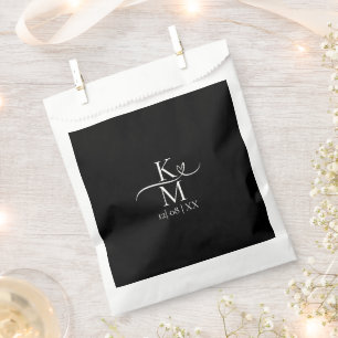 Love Calligraphy Initials Heart White B&W ID940 Favour Bags