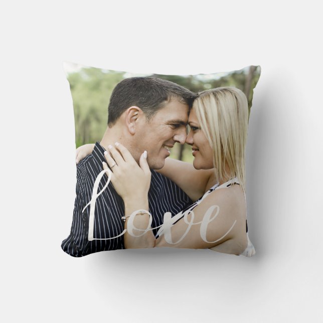 Love Calligraphy Overlay Photo Cushion (Front)