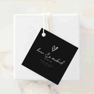 Love Calligraphy Thank You Heart White B&W ID940 Favour Tags