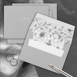 Love Calligraphy Wedding Floral Pattern Grey ID940 Envelope