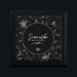 Love Calligraphy Wedding Floral Pattern Wht ID940 Gift Box<br><div class="desc">Elegant handwritten script text and brush stroke accents are used to create the pieces of this beautiful, modern wedding suite. The coordinating keepsake box for any wedding party member shown here for a bridesmaid in white on black, also features a hand drawn floral pattern for an eye-catching background. Easily add...</div>