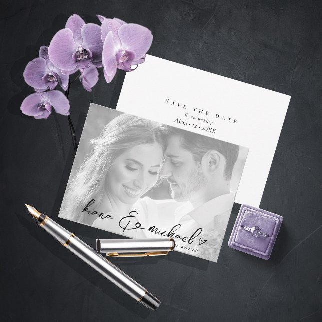 Love Calligraphy Wedding Photo B&W ID940 Save The Date (Creator Uploaded)