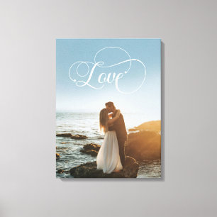 Love Calligraphy Wedding Photo  Canvas Print