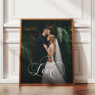 Love Calligraphy Wedding Photo Poster