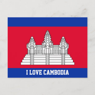 Love Cambodia flag Postcard