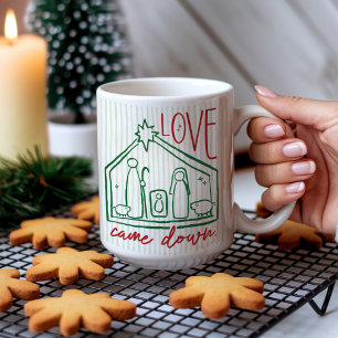 Love Came Down Hand Drawn Manger CHRISTmas Photo Coffee Mug