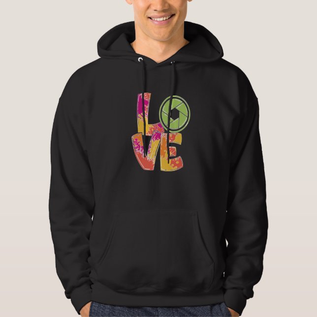 Love Camera Lens Photography Hobby Photographer Pr Hoodie (Front)