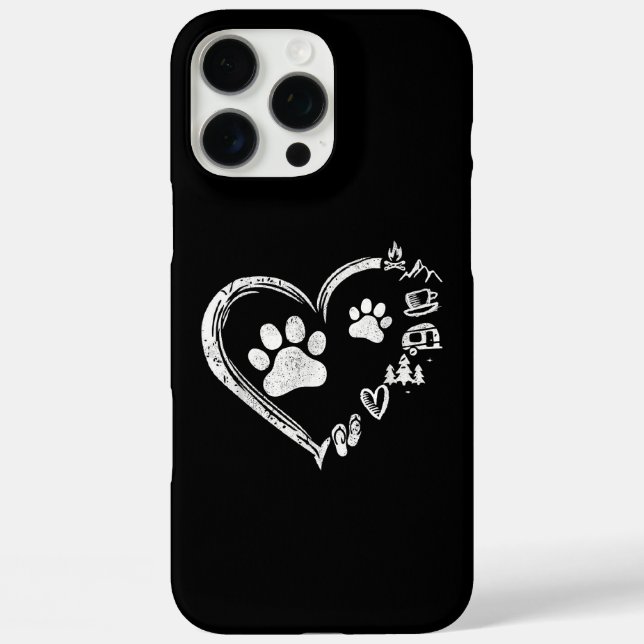 Love Camping Dog Paw Print Heart Flip Flops Coffee Case-Mate iPhone Case (Back)