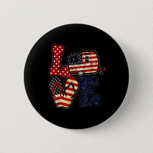 Love Camping Usa Flag 4th Of July Flip Flop Camper 6 Cm Round Badge