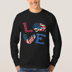 Love Camping Usa Flag 4th Of July Flip Flop Camper T-Shirt
