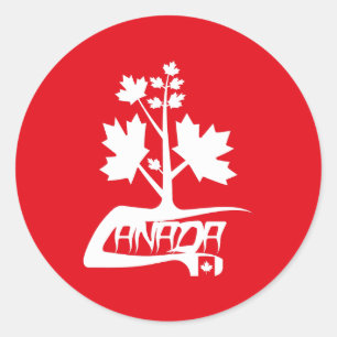 LOVE CANADA FLAG MAPPLE LIFE BY MASANSER CLASSIC ROUND STICKER