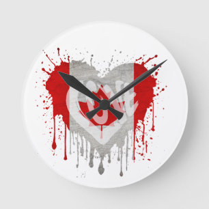 Love Canada Flag Round Clock