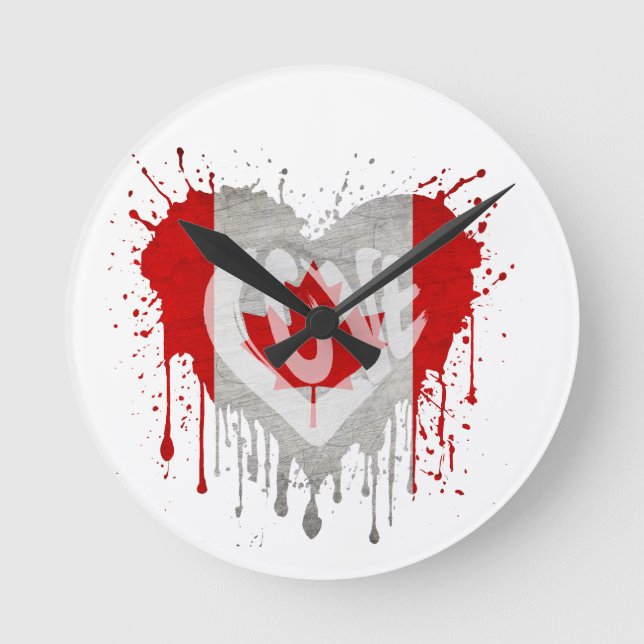 Love Canada Flag Round Clock (Front)