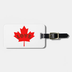 love Canada red maple leaf travel luggage tag
