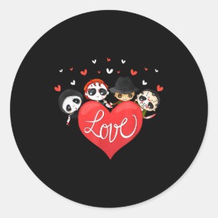 Love Candy Heart Cute Killer Horror Movie Anti Val Classic Round Sticker