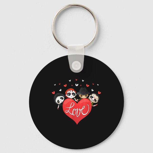 Love Candy Heart Cute Killer Horror Movie Anti Val Key Ring (Front)