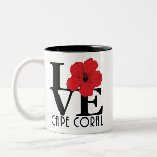 LOVE Cape Coral 11oz Red Hibiscus Two-Tone Coffee Mug