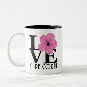 LOVE Cape Coral Pink Hibiscus 11oz Two-Tone Coffee Mug