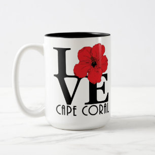 LOVE Cape Coral Red Hibiscus 15oz Two-Tone Coffee Mug