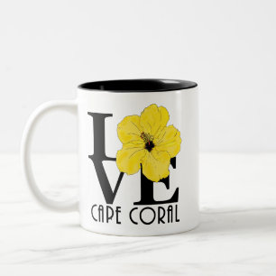LOVE Cape Coral Yellow Hibiscus 11oz Two-Tone Coffee Mug