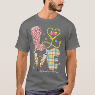 LOVE Cardiac Nurse Stethoscope Leopard Easter Eggs T-Shirt