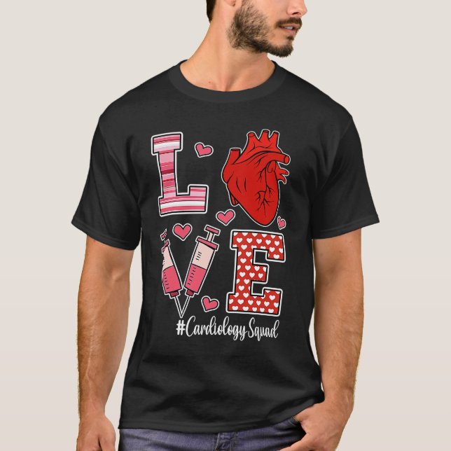 Love Cardiology Cardiologist Cardiac Nurse Valenti T-Shirt (Front)
