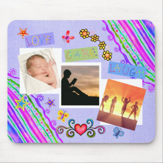 Love Care Laugh Picture Collage   Mouse Mat