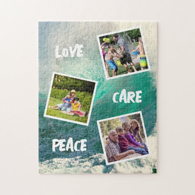 Love Care Peace | Family Photo Collage | Ocean Jigsaw Puzzle (Vertical)