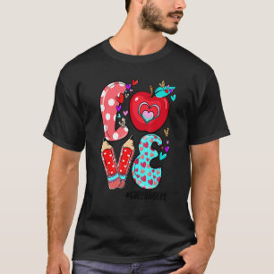 LOVE Caregiver Life Leopard Heart Valentine's Day  T-Shirt