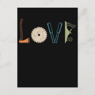 Love Carpenter Tools Woodworking Postcard