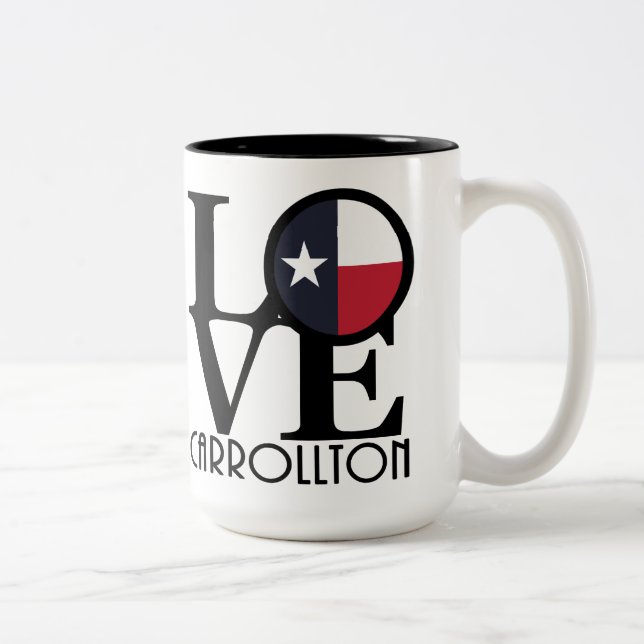 LOVE Carrollton Texas 15oz Two-Tone Coffee Mug (Right)