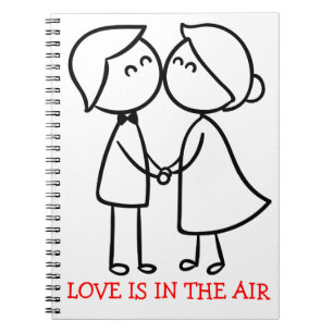 Love Cartoon Black White Kissing Couple - Wedding Notebook