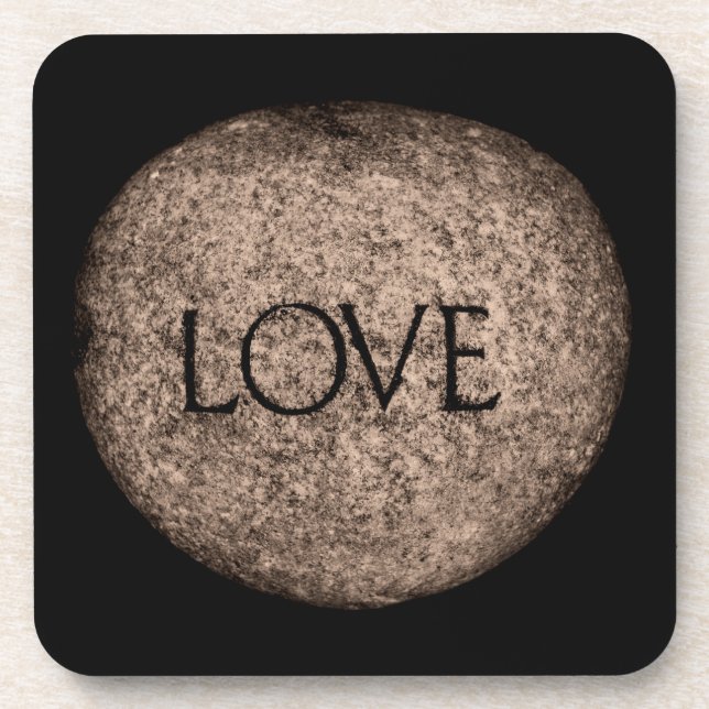 "Love" Carved Stone Coaster (Front)