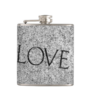 "Love" Carved Stone Hip Flask
