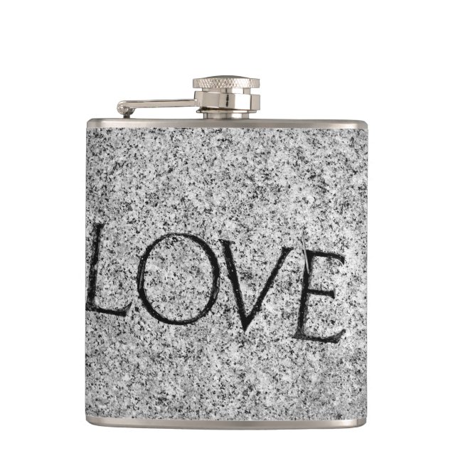 "Love" Carved Stone Hip Flask (Front)