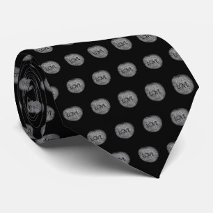 "Love" Carved Stone in Black and White Tie