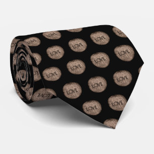 "Love" Carved Stone in Sepia Glass Tie