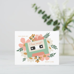 Love Cassette Valentine Postcard