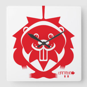  LOVE Castor/ Maple Bandera Canada by Masanser Square Wall Clock