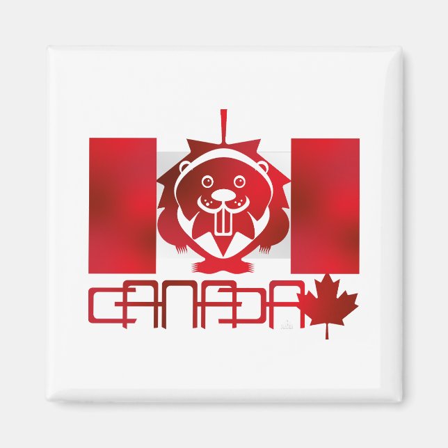 LOVE Castor/ Maple Flag Canada by Masanser Magnet (Front)