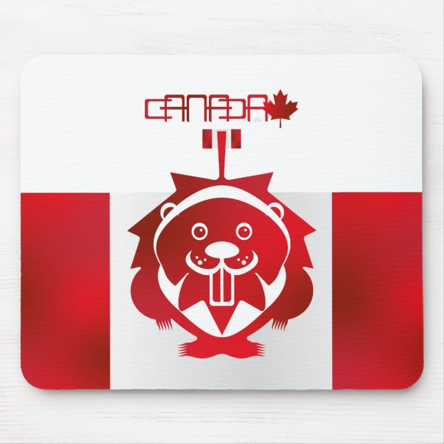 LOVE Castor/ Maple Flag Canada by Masanser Mouse Mat (Front)